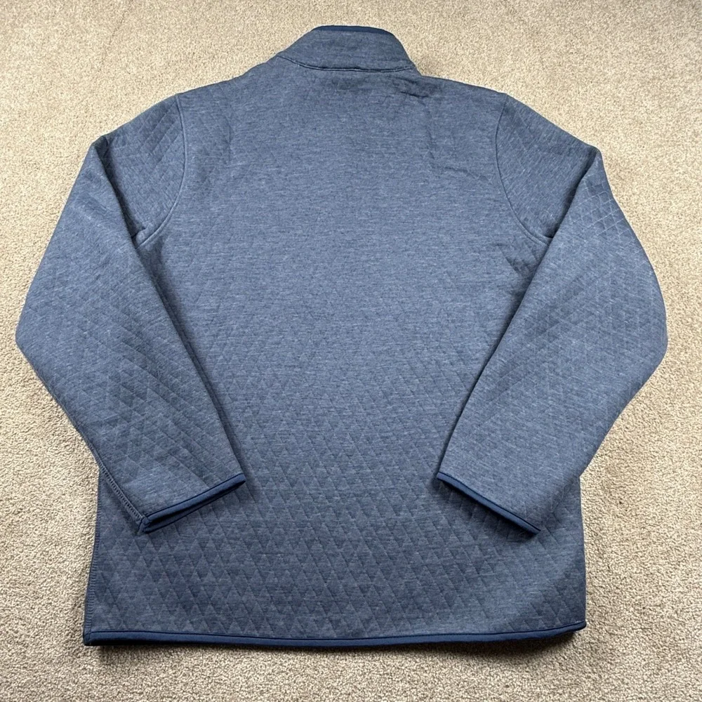 Magaschoni Mens Large‎ Blue Quilted Snap Pullover Mock Neck Sweater NWT